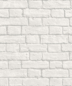 Ditmas White Brick Wallpaper by Brewster Designer