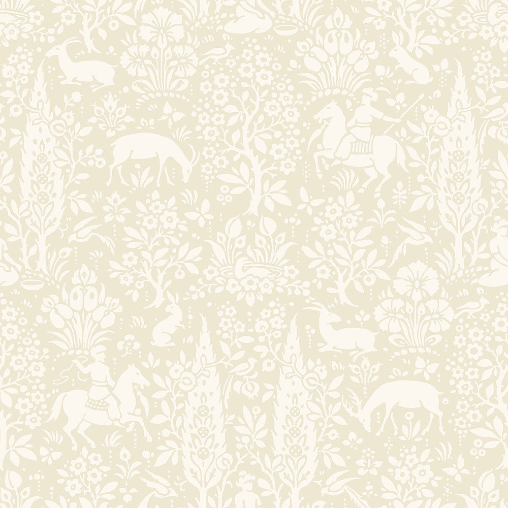 Sherwood Cream Woodland Wallpaper by Crown Designer CWV Covers about 56.4 square feet 20.5-in by 33-ft long roll Unpasted 20.9 - Swanky Fabrics -