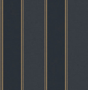 Rydia Blue Stripe Wallpaper by Brewster Designer