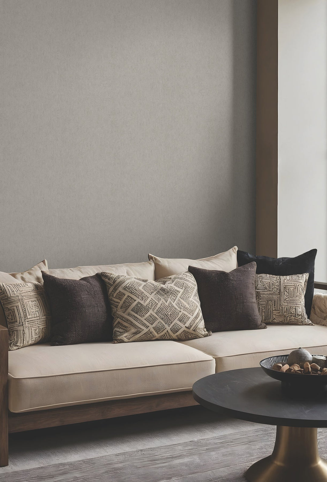 Dustan Taupe Distressed Wallpaper by Antonina Vella Designer