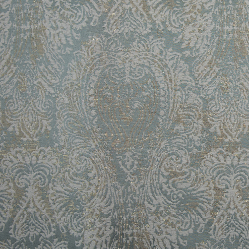 Mandolin Seafoam by Norbar Designer Fabric PARAMOUNT 100% POLYESTER AND LUREX CHINA 19"V 28 1/2"H 114 - Swanky Fabrics -