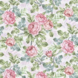 Martinique Green Pink by Norbar Designer Fabric ROMANCE 100% COTTON INDIA 17 3/4"V 36"H 55 - Swanky Fabrics -