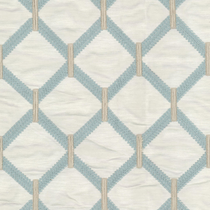 Maxwell 3 Moonstone by Stout Designer Fabric RAINBOW LIBRARY BREEZE/AEGEAN 71%POL 29%COT %VEMB INDIA Horizontal: 6.375 and Vertical: 6.375 52 in - Swanky Fabrics -