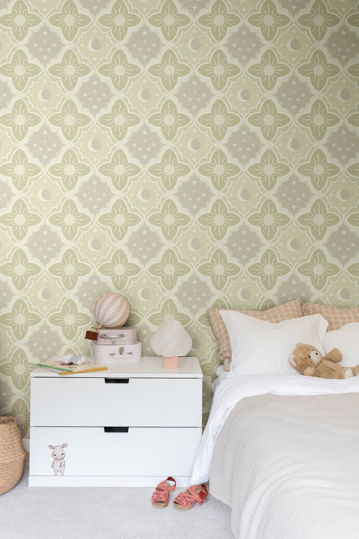 Sol & Mane Green Wallpaper by York Wallcoverings Designer