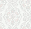 Nautical Damask Pink Sunset MB30301 by Seabrook Designs Designer Wallpaper