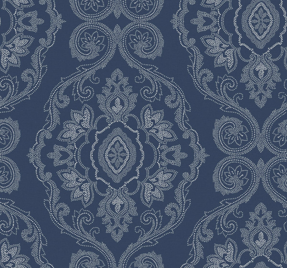 Nautical Damask Nautical Blue MB30322 by Seabrook Designs Designer Wallpaper