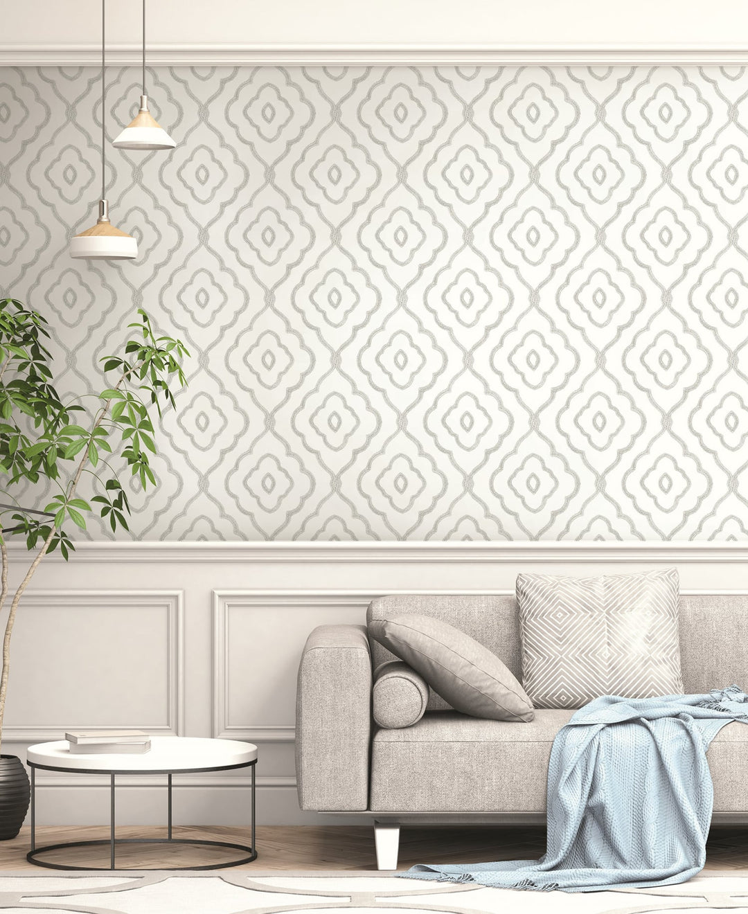 Seaside Ogee Daydream Gray MB30905 by Seabrook Designs Designer Wallpaper