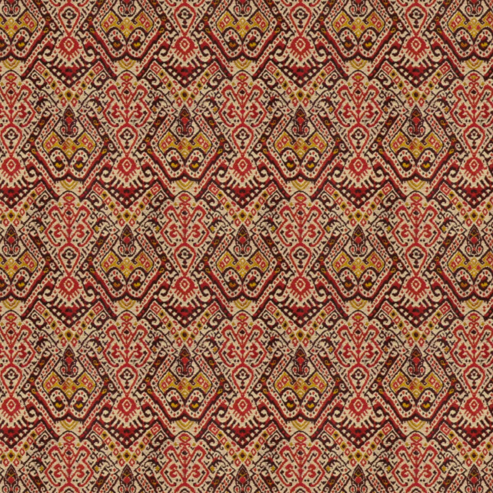 Mckenzie 1 Pepper by Stout Designer Fabric RAINBOW LIBRARY BLOSOM/CRANBERRY 100%POL INDIA </p><p>Repeat: 14.125 54 in - Swanky Fabrics -