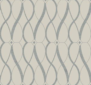 Graceful Geo Beige & Silver Wallpaper by Antonina Vella Designer