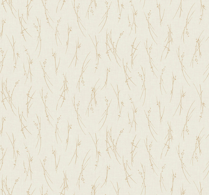 Sprigs Cream & Gold Wallpaper by Antonina Vella Designer Antonina Vella Modern Metals Second Edition Covers about 60.5 square feet 27-in by 26.9-ft long roll Unpasted 12.6 - Swanky Fabrics -