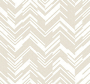 Polished Chevron White & Gold Wallpaper by Antonina Vella Designer