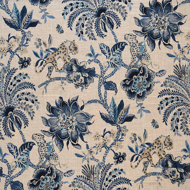 Meow Indigo by Magnolia Designer Fabric - 55Lin/45Ctn China 15000 Horizontal: 27 and Vertical: 25.25 54" - Swanky Fabrics -