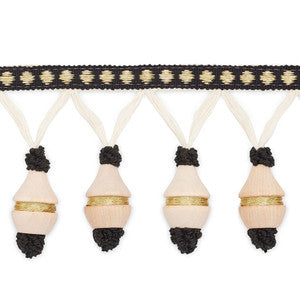 Matthew Molded Fringe Black/Gold Metallic MF4022-5 by Schumacher Designer Trim