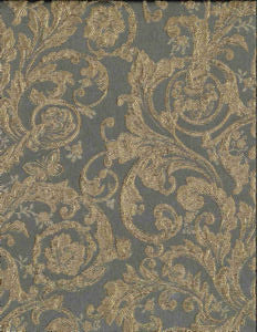 Minuet Gray Gold by Norbar Designer Fabric SYMPHONY 100% POLYESTER CHINA 12"V 14"H 55 - Swanky Fabrics -