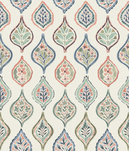 Marketplace Motif Off White & Green Wallpaper by York Wallcoverings Designer