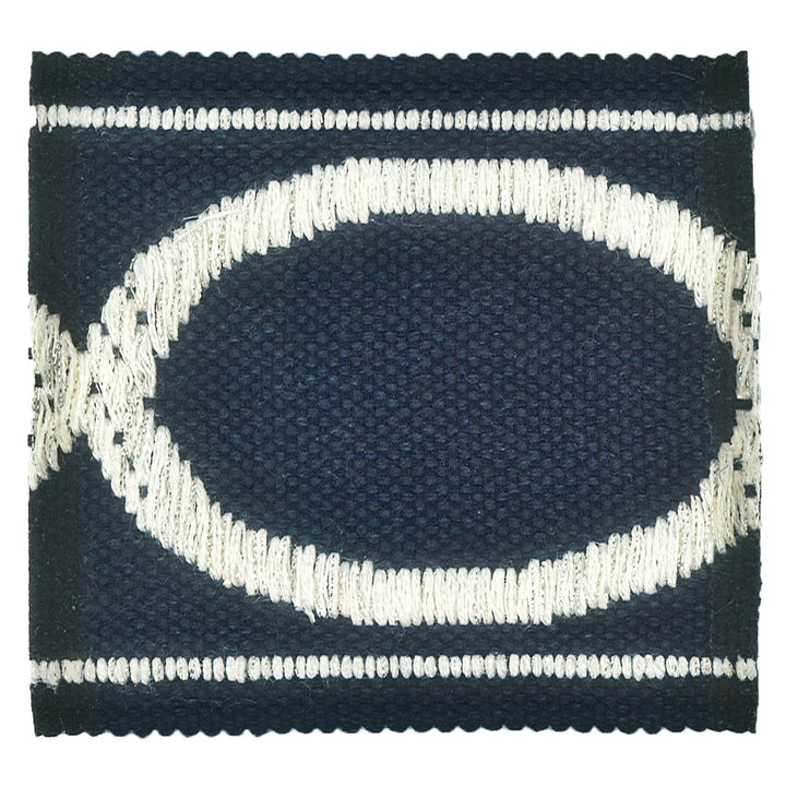 Monogram 1 Navy by Stout Designer Trim Moondust Trim 38% Linen 31% Spun Viscose 26% JUT 5% Metallic CHINA Horizontal: 0 and Vertical: 0 3 in - Swanky Fabrics -
