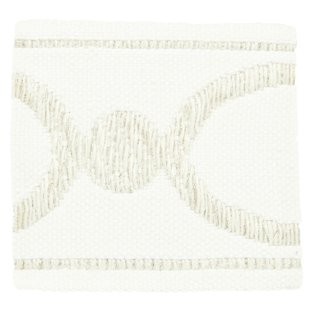 Monogram 5 Ivory by Stout Designer Trim MOONDUST TRIM 38%LIN 31%SVI 26%JUT 5%MTL CHINA </p><p>Repeat: 0 3 in - Swanky Fabrics -