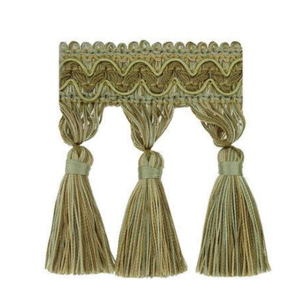 Malaga Green Tea by Europatex Designer Fabric Malaga Tassel Fringe 1.5 3.50 inches - Swanky Fabrics -