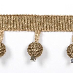 Le Lin Metallic Beaded Fringe Copper by Europatex Designer Fabric