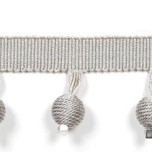 Le Lin Metallic Beaded Fringe Ice by Europatex Designer Fabric