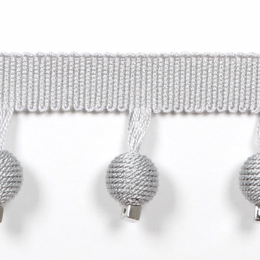 Metallic Beaded Fringe Col.Silver by Europatex Designer Fabric Le Lin Collection 53% Fibranne / 28% Rayon / 19% Cotton China See Sample Horizontal: N/A and Vertical: N/A 1.46 inches  - Swanky Fabrics -