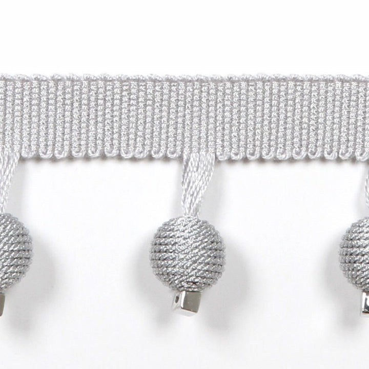 Le Lin Metallic Beaded Fringe Silver by Europatex Designer Fabric Le Lin 53% Fibranne, 28% Rayon, 19% Cotton 1.46 inches - Swanky Fabrics -