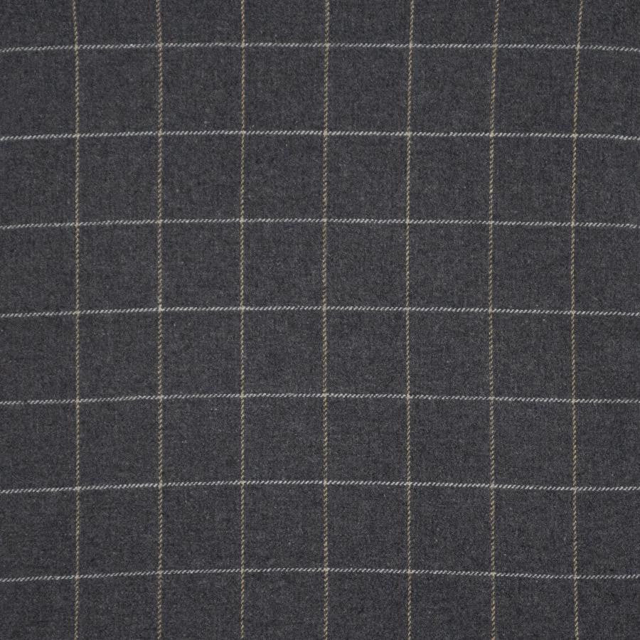 Norton # 414 Charcoal by Maxwell Designer Fabric Menswear Ii-Plaids & Checks 40% WOOL
35% POLYESTER
15% NYLON
10% ACRYLIC INDIA V-2" H-2" 54" - Swanky Fabrics -