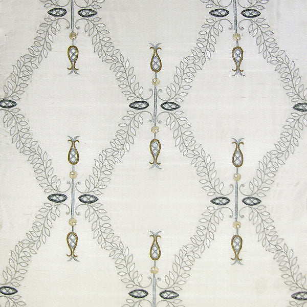 White Hall/Frost 1620-005 by Old World Weavers Designer Fabric SCALAMANDRE WAREHOUSE 100% SILK INDIA LIGHT DUTY Horizontal: 15" and Vertical: 12.75" 52" - Swanky Fabrics -