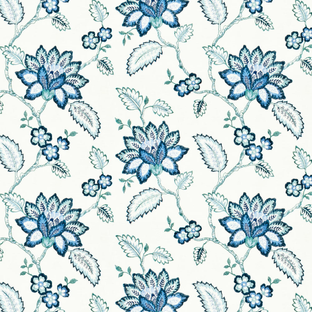Neelyville 1 Copen by Stout Designer Fabric Rainbow Library Chambray/Shoreline 48% Cotton 52% Polyester Rayon Embroidery INDIA FLAME RETARDANT-U.F.A.C. CLASS 1 (OR A) FLAME RETARDANT-N.F.P.A. 260A CLASS 1 CATB 117-2013 WYZENBEEK 12 000 DOUBLE RUB WEAR TEST (MEDIUM DUTY) Horizontal: 17.25 and Vertical: 12.5 52 in - Swanky Fabrics -