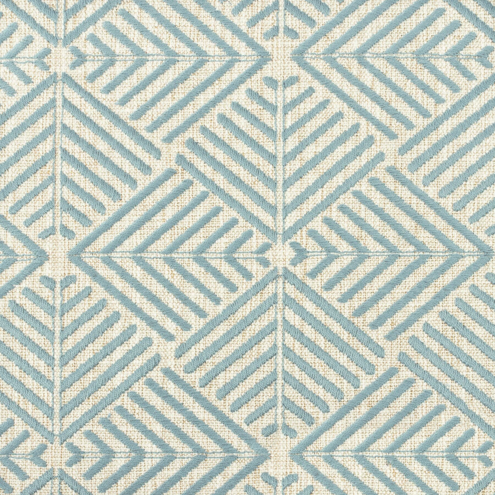 Negroni 1 Moonstone by Aoc Designer Fabric COMFORTABLE LIVING BREEZE/INDIGO 42%POL 20%COT 19%SVI 19%LIN %VEMB INDIA Horizontal: 3.375 and Vertical: 3.125 51 in - Swanky Fabrics -