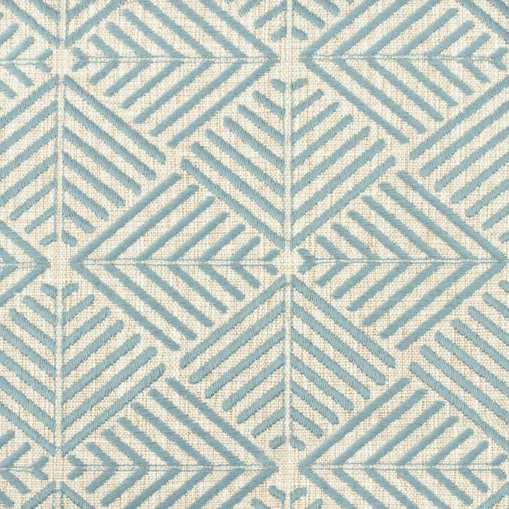 Negroni 1 Moonstone by Aoc Designer Fabric COMFORTABLE LIVING BREEZE/INDIGO 42%POL 20%COT 19%SVI 19%LIN %VEMB INDIA Horizontal: 3.375 and Vertical: 3.125 51 in - Swanky Fabrics -
