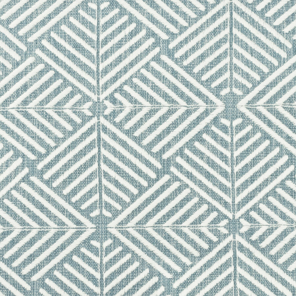 Negroni 3 Blue/White by Aoc Designer Fabric COMFORTABLE LIVING BREEZE/INDIGO 42%POL 20%COT 19%SVI 19%LIN %VEMB INDIA Horizontal: 3.375 and Vertical: 3.125 51 in - Swanky Fabrics -