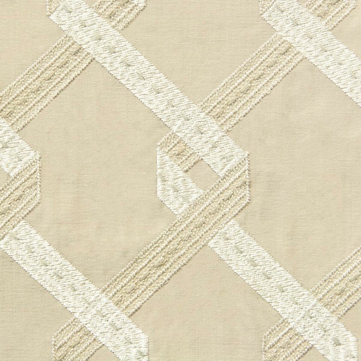 Nixon 1 Bisque by Stout Designer Fabric Rainbow Library Pearl/Parchment 100% Cotton Embroidery INDIA WYZENBEEK 18 000 DOUBLE RUB WEAR TEST (HEAVY DUTY) Horizontal: 4.375 and Vertical: 7.625 52 in - Swanky Fabrics -