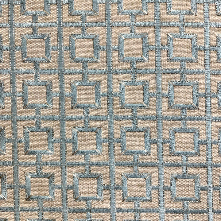 Notri Bluesage by Magnolia Designer Fabric - 70% Poly, 30% Lin, Emb 82% Vis, 18% Poly India 72000 Horizontal: 2.25 and Vertical: 2 52 - Swanky Fabrics -