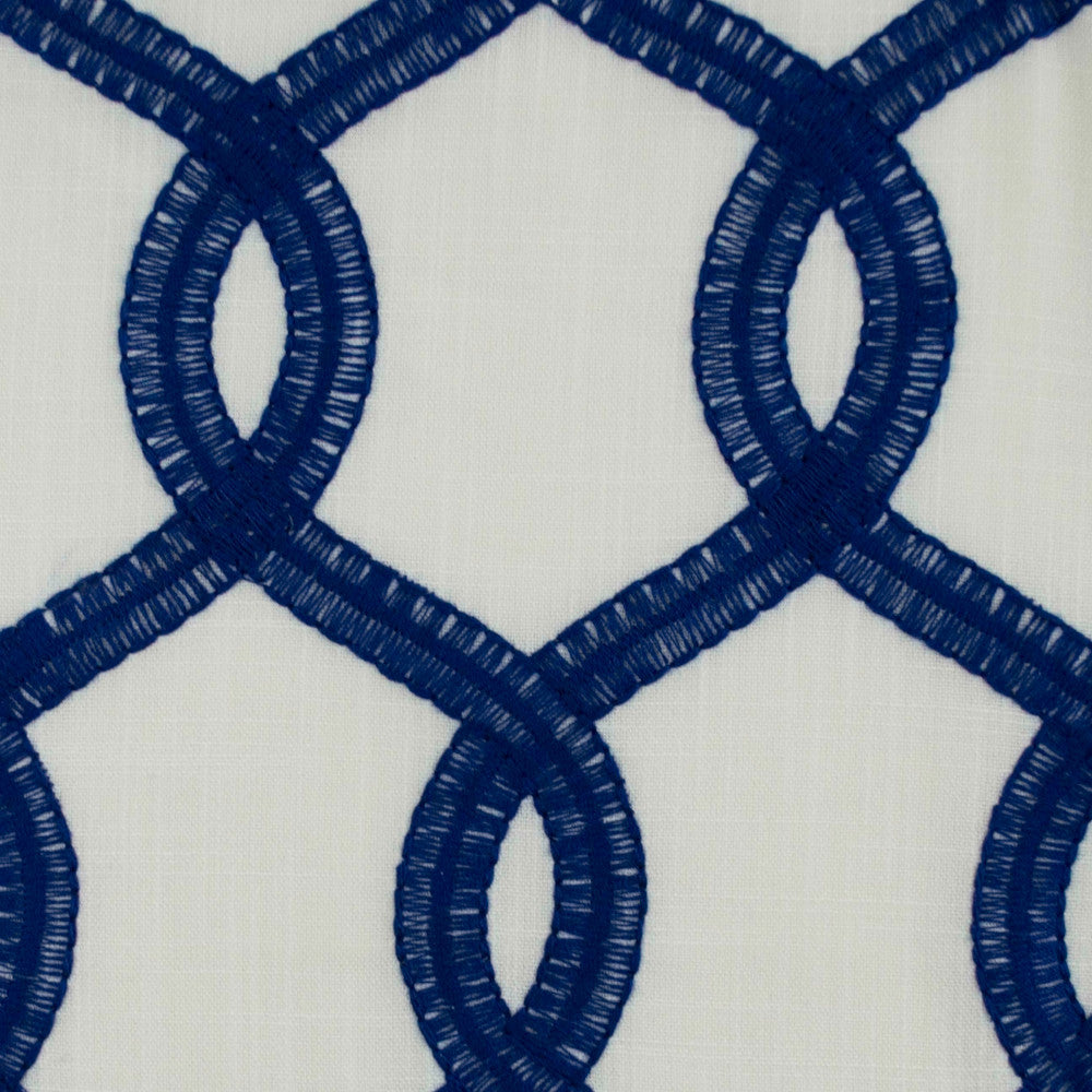 Nantucket Navy by Europatex Designer Fabric Nantucket 100% Polyester 8.5" H, 4" V 55.00 inches - Swanky Fabrics -