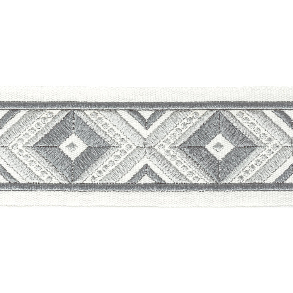 Oakdale Tape 2 Pewter by Stout Trim Stout Trim Oakdale Tape 2 PewterTrim STITCHED UP TRIM INDIA </p><p>Repeat: H: 2.500, V: 3.000 2.5 in - Fabric Carolina -