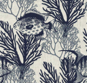 Odyssey Navy 60 by Norbar Designer Fabric INSIDE OUT 100% SOLUTION DYED ACRYLIC GERMANY 13"V 14"H 54 - Swanky Fabrics -