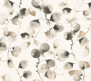 Eucalyptus Trail Black & Caramel Wallpaper by Antonina Vella Designer