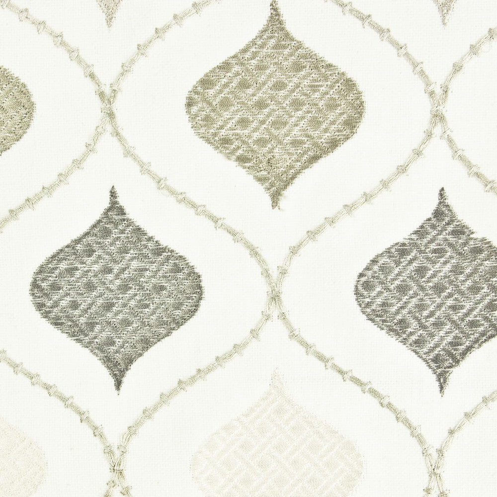 Ogee 2 Grey by Stout Designer Fabric RAINBOW LIBRARY CHROME/NICKEL 63%POL 37%COT %PEMB INDIA FLAME RETARDANT-U.F.A.C. CLASS 1 </p><p>Repeat: 9.25 52 in - Swanky Fabrics -