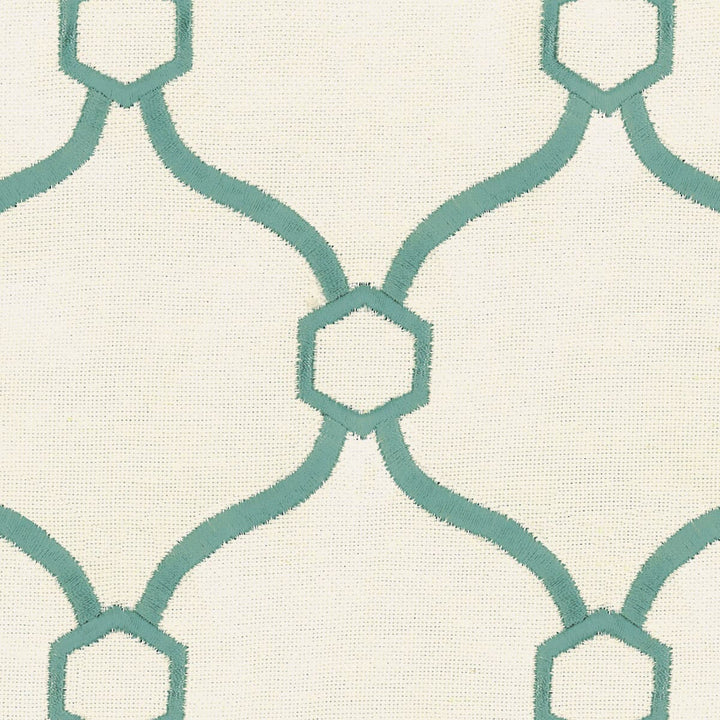 Optic 2 Lagoon by Stout Designer Fabric Rainbow Library Wave/Seacrest 44% Spun Viscose 30% Polyester 26% Linen Rayon Embroidery CHINA WYZENBEEK 60 000 DOUBLE RUB WEAR TEST (HEAVY DUTY) Horizontal: 3.75 and Vertical: 5 53 in - Swanky Fabrics -