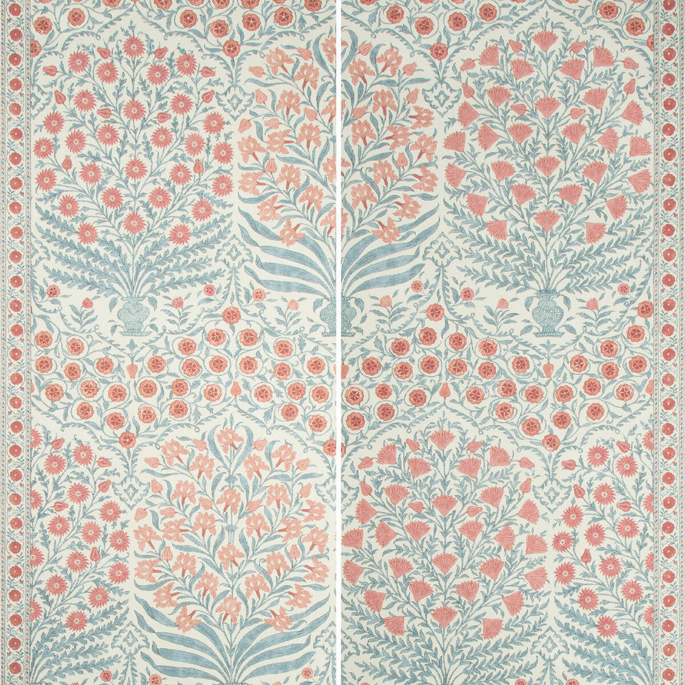 Sameera Paper Red/Blue by Lee Jofa Designer Wallcovering OSCAR DE LA RENTA WALLPAPER CELLULOSE - 75%;POLYESTER - 25% United States - Horizontal: 54 and Vertical: 62 54 - Swanky Fabrics -