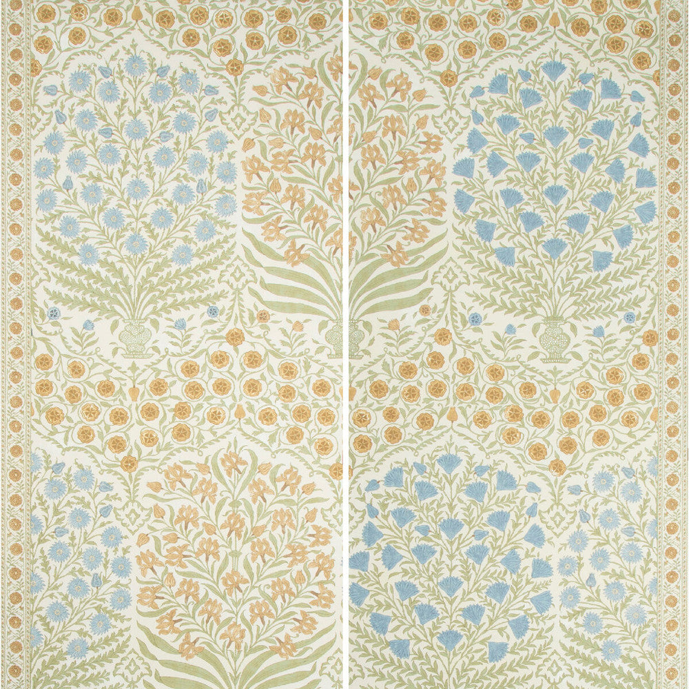 Sameera Paper Sapphire/Gold by Lee Jofa Designer Wallcovering OSCAR DE LA RENTA WALLPAPER CELLULOSE - 75%;POLYESTER - 25% United States - Horizontal: 54 and Vertical: 62 54 - Swanky Fabrics -