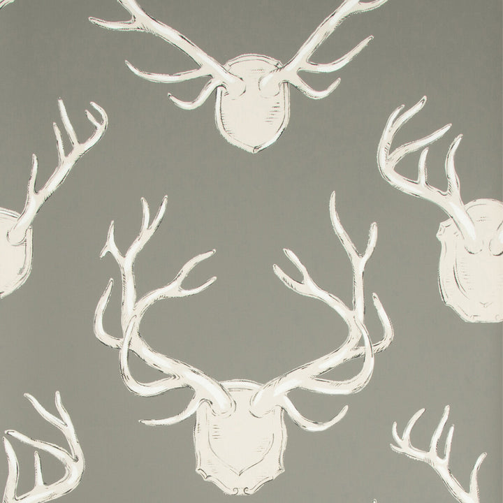Antlers Paper Grey by Lee Jofa Designer Wallcovering LODGE II WALLPAPER PAPER - 100% United States Horizontal: 27 and Vertical: 32.25 27 - Swanky Fabrics -