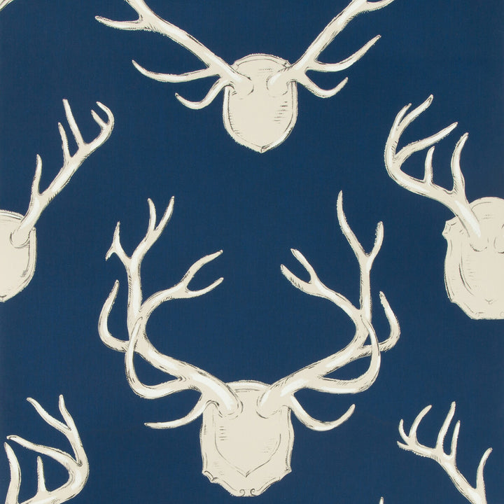 Antlers Paper Navy by Lee Jofa Designer Wallcovering LODGE II WALLPAPER PAPER - 100% United States Horizontal: 27 and Vertical: 32.25 27 - Swanky Fabrics -