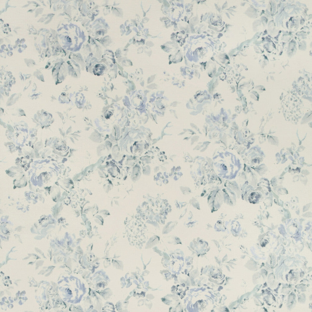 Garden Roses Wp Aqua/Blue by Lee Jofa Designer Wallcovering SUZANNE RHEINSTEIN III LINEN - 80%;ACRYLIC - 20% Italy Horizontal: 34.25 and Vertical: 27.81 34.25 - Swanky Fabrics -