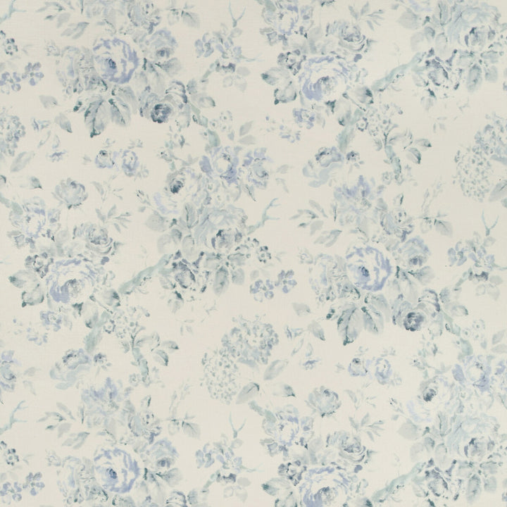 Garden Roses Wp Aqua/Blue by Lee Jofa Designer Wallcovering SUZANNE RHEINSTEIN III LINEN - 80%;ACRYLIC - 20% Italy - Horizontal: 34.25 and Vertical: 27.81 34.25 - Swanky Fabrics -