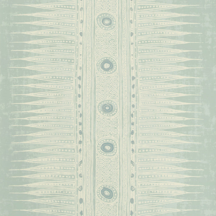 Indian Zag Paper Aqua by Lee Jofa Designer Wallcovering SUZANNE RHEINSTEIN III PAPER - 100% United States Horizontal: 27 and Vertical: 26.875 27 - Swanky Fabrics -