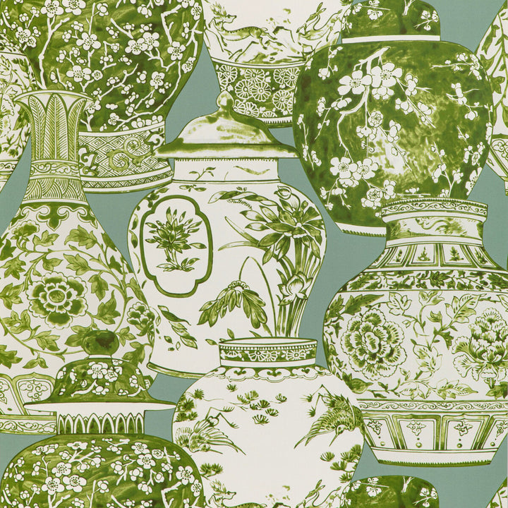 Pandan Paper Mist/Jade by Lee Jofa Designer Wallcovering MINDORO WALLPAPER CELLULOSE - 60%;POLYESTER - 24%;MINERAL FILLERS - 12%;BINDER - 4% Italy Horizontal: 26.77 and Vertical: 25.2 26.77 - Swanky Fabrics -