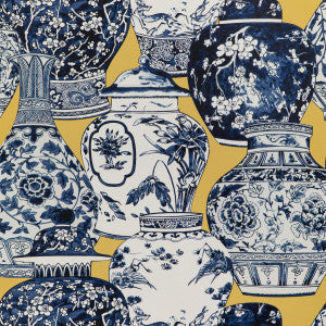 Pandan Paper Maize/Blue by Lee Jofa Designer Wallcovering
