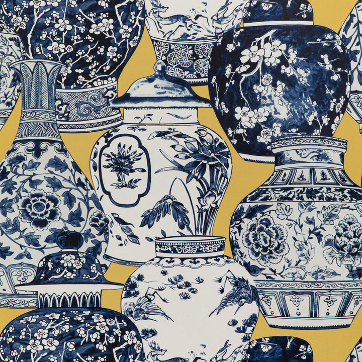 Pandan Paper Maize/Blue by Lee Jofa Designer Wallcovering MINDORO WALLPAPER CELLULOSE - 60%;POLYESTER - 24%;MINERAL FILLERS - 12%;BINDER - 4% Italy Horizontal: 26.77 and Vertical: 25.2 26.77 - Swanky Fabrics -